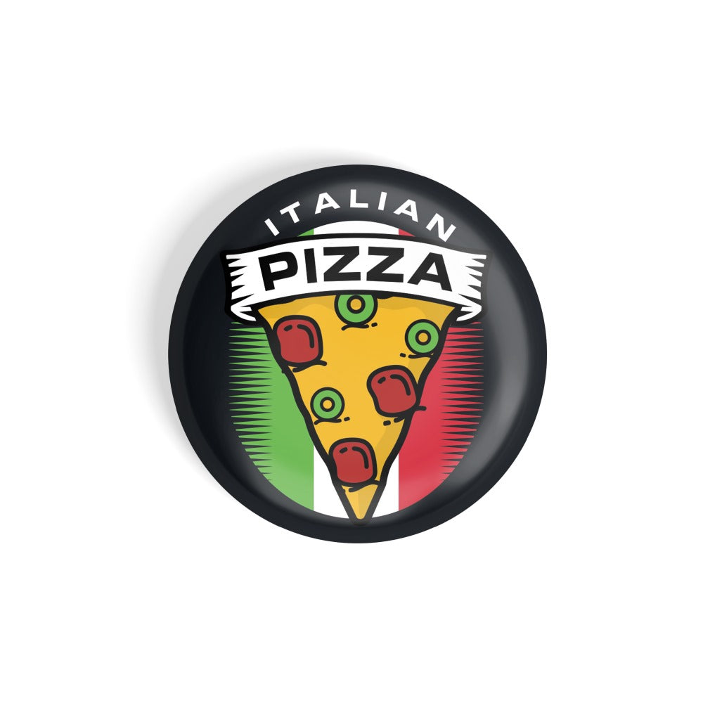 dhcrafts Round Fridge Magnet Black Food Lovers Pizza D7 Glossy Finish Design Pack of 1 (75 mm)